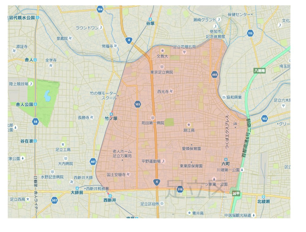 保木間 送迎エリアマップ