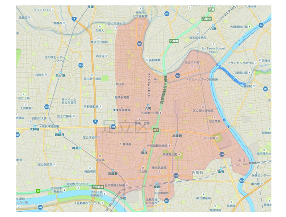 綾瀬 送迎エリアマップ